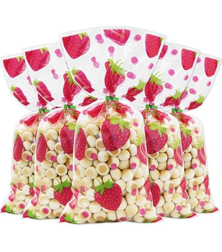 WINTMING 24 Stück Erdbeer-Geschenktüten Aus Vlies – Mit Griffen Für Süßigkeiten, Geburtstag & Beeren-Partys
