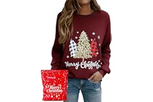 Xnova Sudadera Navidad Mujer Sin Capucha, Casual Sudaderas Navidad Cuello Redondo Familia Xmas Jumper Pullover Manga Larga Christmas