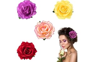 EAVUYIS Set om 4 stora hårklämmor blomma hårklämmor damer hårsmycken ros hårklämma för kvinnor och flickor, eleganta hårtillb
