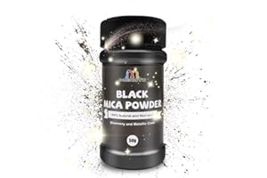 MENNYO Epoxidharz Farbe, Mica Pulver Pigmente Epoxidharz Seifenfarbe Resin Farbe für Kunstharz Gießharz, Seife, Kerze, kosmetischer, Lidschatten, Nagellack, Schleim (Schwarz 50g)