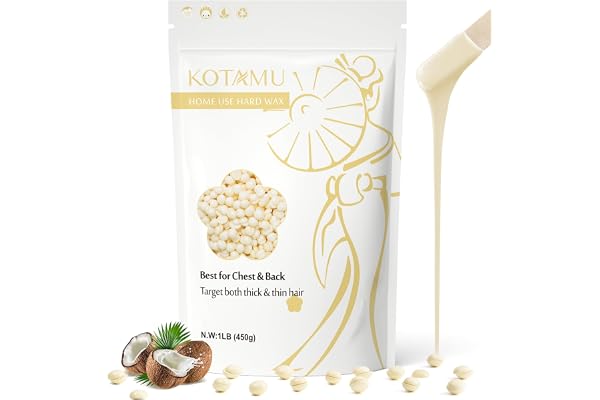 KOTAMU Cire Épilation, 450g Cire Épilation Billes de Cire Adaptées aux Peaux Sensibles, Idéales pour Tout le Corps, Visage, Torse, Jambes, Bikini, Brésilien, Hommes et Femmes - Formule Poils Épais