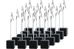 FLEARITZO 20 Stück Fotohalter mit Klammern - Memo Clip Halter Postkartenhalter Holz Tischkartenhalter mit Krokodilklammer Fotohalter Postkartenhalter geeignet für Heimdekoration Bilder Karten (Schwarz)