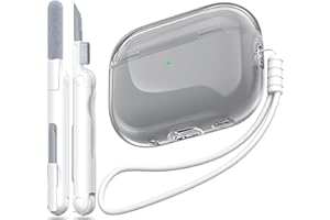 MHYALUDO Compatible with Airpods Pro 2nd/1st Gen Case Cover, Compatible with Airpods Pro Case 2nd Gen USB C Charging Port, Clear Soft Shockproof Case with Lanyard Cleaning Pen,Black