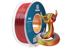 GEEETECH Tricolor Silk PLA Filament 1,75 mm, pour imprimante 3D, 1 kg/Bobine, soie rouge, or, noir
