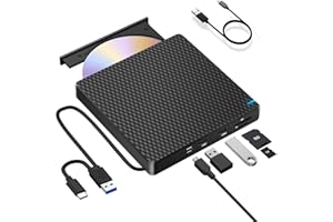 NOLYTH Externes DVD Laufwerk USB-C: CD Laufwerk Extern USB mit SD/TF Slot/2 USB Ports Plug & Play - Tragbar Externer CD/DVD Brenner und Player für Laptop Windows 11 PC Mac MacBook