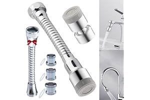 CHUAINXIN Wasserhahn Verlängerung Küche Strahlregler, Perlatoren für Wasserhähne mit Schlauch, Wasserhahn Aufsatz Schwenkbar 360°, Wassersparer Sieb Schwenkbrause, mit Wasserhahnadapter für M22 zu M24/M20/M18