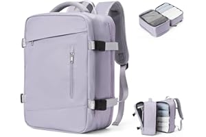 SZLX Mochila Viaje Cabina Avion 40x20x25 Mujer Ryanair Maleta de Cabina Pequeña Mochila Bolsa de Viaje Equipaje de Mano Easyjet Cabin Bag Mochila Portatil 14 Pulgadas Impermeable Hombre Gris Morado