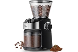 La Moustache - Macinacaffè Elettrico Regolabile【25 Livelli di Macinatura】200W, Coffee Grinder Professionale in Acciaio Inox con Meccanismo a Macine Piatte, LED, Spazzola e Timer (GrindMaster Black)