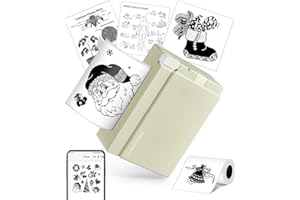 ORGBRO Mini Impresora Termica, X3 Bluetooth Impresora Pegatinas Autoadhesivas Portatil, con 1 Rollo de Papel Térmico, 300DPI Impresora Fotográfica Adecuado para Notas de Estudio, Fotos, Verde Oliva