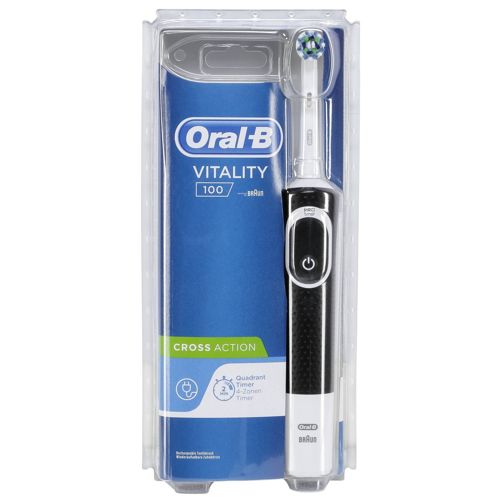 Oral B Vitality 100 Black Criss Cross Electric Rechargeable Toothbrush for Adults Powered by Braun