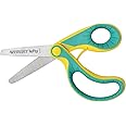 Westcott E-22003 00 Ergo JR. Lefty Ergonomic Children's Scissors for Left-Handed Users, 5.3 cm Steel Blade, Soft Grip Handle, Green/Yellow, 13.3 cm
