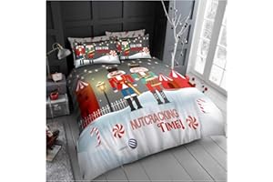GC GAVENO CAVAILIA Christmas Nutcracker Duvet Cover Set Double – Reversible Festive Polycotton Bedding with Matching Pillowcases | Easy Care Soft Xmas Quilt Cover Bed Set for Winter Gifts, Multi