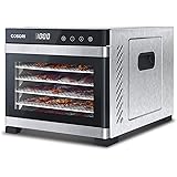 COSORI Dörrautomat, inkl. 6 Edelstahl-Dörrtabletts, Food Dehydrator mit 3 Dörrgitter, 3 Dörrmatte & 50 Rezepte, große Dörrflä