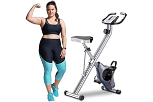 BCAN Folding Exercise Bike for Heavy People,Foldable Exercise Bike with 8 Levels Magnetic Resistance, Pulse Sensor for Home Gym (330 LBS Weight Capacity)