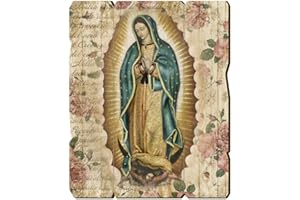 F.LLI BONELLA Fratelli Bonella | Vintage Style Contoured Wooden Picture of Our Lady of Guadalupe 19x24cm | Made in Italy
