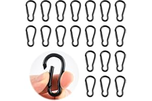 UPUPGO 20 Pièces Petit Mousqueton Porte Clé Verrouillable en Aluminium - Mini Mousquetons Robustes à Ressort pour L'extérieur, Camping, Voyage, Randonnée (Noir)