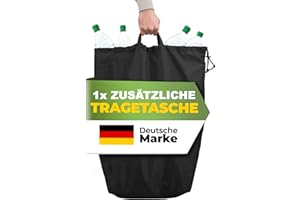 COTTARA® Pfandflaschen Sammelbehälter mit Deckel und Tragetasche | Pfandbehälter mit Loch | Ideal als Pfandflaschen Aufbewahrung Leergut Sammelbehälter Flaschensammler für Küche (Extra Innentasche)