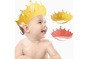 MOSIERRY 2 Stück Duschhaube Kinder, Haarwaschhilfe Kinder Duschhaube Baby Haare Waschen Kinderschutz,Krone Rosa Gelb