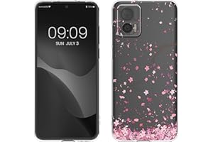 kwmobile Przezroczyste etui kompatybilne z Motorola Edge 30 Neo – etui na telefon, miękkie etui z tworzywa TPU, różowe kwiaty wiśni, ciemnobrązowe, przezroczyste