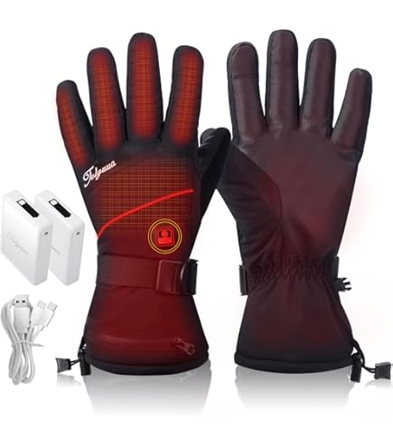 Gants Chauffants Rechargeables - Batterie 7,4V 3000mAh - 3 Niveaux Chaleur - Imperméables, écran Tactile - Pour Moto, Ski, Travail Extérieur