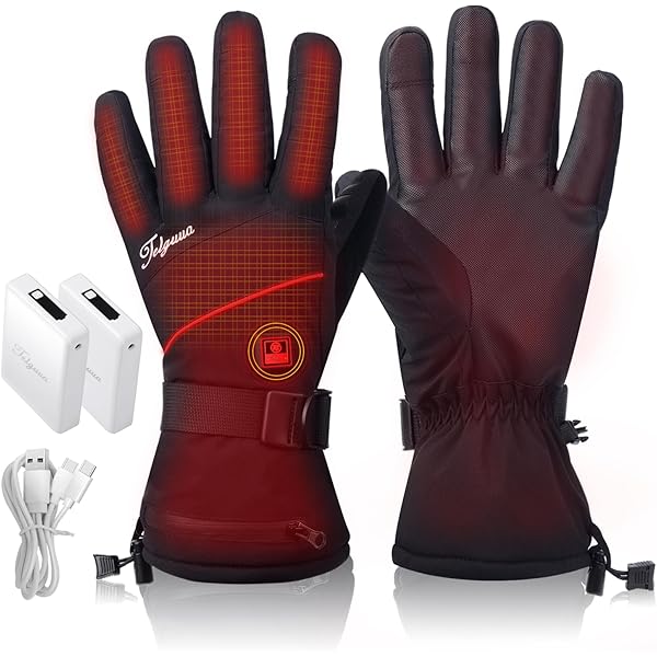 Svpro USB-verwarmde handschoenen voor dames en heren met oplaadbare batterijverwarming, elektrische warme handschoenen, winddicht en waterdicht, touchscreen voor skiën, wandelen, fietsen, werk