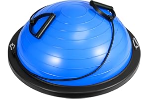 GROWNEER Balance Ball Board Inflatable Air Dome With Resistance Bands and Pump, Women Exercise Balance Trainer for Home Gym Workout Fitness Anti-slip Half Yoga Ball for Pilates