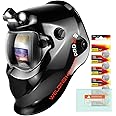 TRQWH Auto Darkening Welding Helmet with Light Solar Powered True Color Welding Hood 2 Arc Sensor Wide Shade 9-13 Welding Mask with Extra Grinding Mode Weld Helmet (KTS-KP01)
