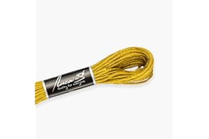 Luca-S Fil de coton toronné pour broderie à la main, écheveaux de 8 mètres, couleur 324/DMC 833/ancre 907, fil à broder, fil de point de croix