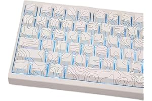 ‎SUMGSN 131 Keys PBT Keycaps Dye Sub Cherry Profile White Key Caps Topographic Keycaps for 61/64/87/104/108 Cherry Mx Switch Mechanical Keyboard