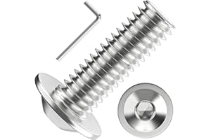 Valorada M8 Bolts, M8 x 25mm Flanged Button Head Socket Cap Screw Bolts, Allen Socket Drive, Stainless Steel 304, Full Thread, with Hex Spanner, Pack of 20