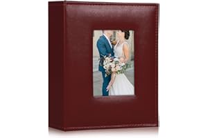 RECUTMS Photo Album 100 pages/50 sheets Albums Black Page 2 Per Pages Photos Album Book Leather Cover 4x6 Photo Sleeves Boy Girl Family Wedding Photo Albums Wedding Holiday （Brown）