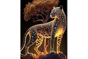 NAIMOER NAIMOE Leopardo Diamond Painting Bambini, Animale Diamond Painting Kit Completo Adulti, 5D Pittura Diamante Leopardo Arte Kit, DIY Diamant Painting Craft Arts per Decorazione della Parete 30x40cm