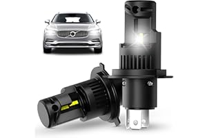 ALTUEEY H4 LED Headlight Bulbs, 100W 24000LM Mini H4 Bulbs with Cooling Fan 6500K 500% Cool White Wireless Car Conversion Kit High Low Beam Lights Halogen Replacement Non-polarity Plug and Play, Pack of 2