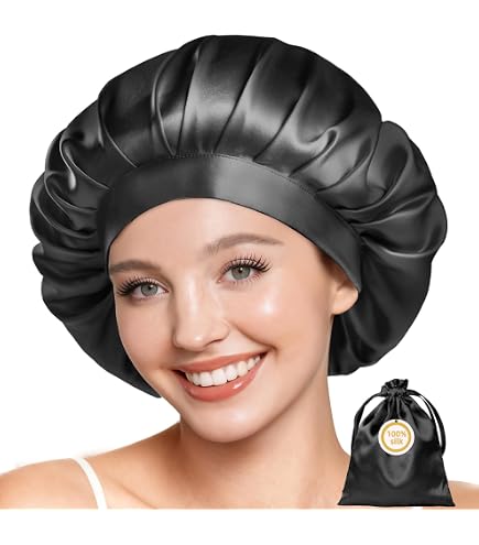 Bonnet De Nuit En Soie Pure – Emily’s Pillow – 19 Momme – Bleu Nuit – 50 Cm – Pour Cheveux Brillants Et Protégés