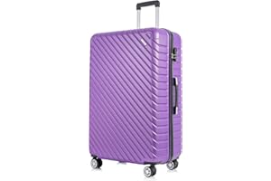 FLYMAX 24" Medium Suitcase Super Lightweight 4 Wheel Spinner Hard Shell ABS Luggage Hold Check in Travel Case Purple 68 Liter with TSA lock