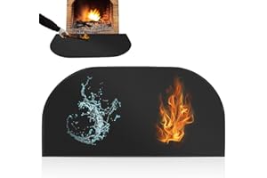 PRITOK Kaminbodenplatte Feuerfeste Unterlage Feuerschutzmatte: 102 x 50 cm Funkenschutzplatte für Kaminofen, Hitzeschutzmatte Bodenschutzmatte Halbrunder Herdvorleger für Grills, Camping, Kamin, Rasen