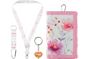 GmeDhc Portefeuille pour Enfant, Porte Monnaie Enfant Pliable avec Mousqueton, Lanière de Cou et Porte-clés, pour Garçons Filles