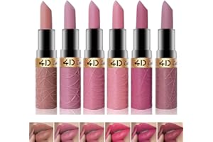 XINYUNXIN Set di rossetti opachi Confezione da 6 pezzi di rossetto con tonalità nude, rosa, caffè e marrone Formula stick labbra impermeabile e a lunga tenuta con colori ricchi e pigmenti Set trucco A