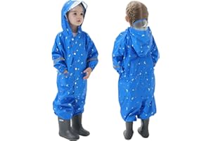 HOVKIB Kids Raincoats Girls Boys Puddle Suit Hooded All In One Waterproof Rainsuit Children Lightweight Prints Muddy Suit Reusable Rain Jacket Rainwear 1-10 Years