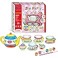 Eperks Paint Your Own Tea Set - Paint Your Own Tea Cups and Pot – Complete Tea Party Crafts for Kids - Fun and Colorful Arts & Crafts Kit Gift for kIDS
