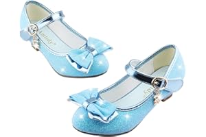 Amtidy Girls Heels Princess Up Shoes Mary Jane Wedding Party Shoes Birthday Dress Shoes Blue