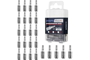 HPHOPE T20 Bit x 25Stück, Torx Bit T20 1/4" Sechskant-Antrieb (Länge: 25mm, Flip-Top-Box)