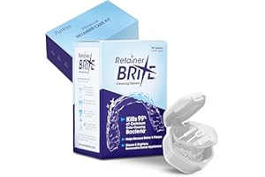 PURESS PROFESSIONAL SERUMS Retainer Brite Cleaning Kit with 96 Tablets and Retainer Storage Case – Angel White – for Retainers, Invisalign, Dentures, Mouthguards – Removes Plaque, Kills 99% Bacteria
