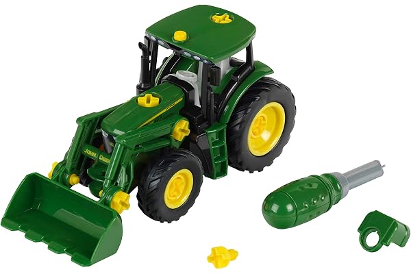 Theo Klein 3903 Tracteur John Deere | avec Chargeur Frontal et contrepoids | Pièces Individuelles démontables | Dimensions : 24,5 cm x 9,5 cm x 12 cm | Jouet pour Enfants à partir de 3 Ans