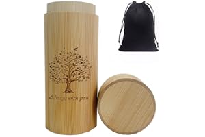 LYLQMY Urna ecológica de bambú pequeña, urna para cenizas biodegradables, para cenizas humanas, mascotas, perros, gatos, cenizas con bolsillo de franela