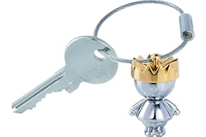 TROIKA Breloczek do kluczy LITTLE KING - KR9-36/CH - król - złota korona - król, wysokość, majestat - książę - metal błyszczący - oryginalny produkt firmy TROIKA, srebrno-złoty, 4 cm, brelok do kluczy