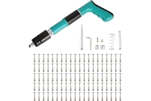 KOUAMOR Pistolet à ongles avec 110 clous ronds, mini pistolet à clouer manuel en acier, pistolet à clous en acier pour ancrage mural de plafond, fendu métallique, mur de maison