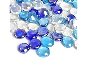 ATBUSS 200 g de piedras de cristal redondas transparentes, piedras preciosas planas, piedras de cristal, piedras preciosas artificiales, decoración de jarrones, perlas de relleno para acuarios,