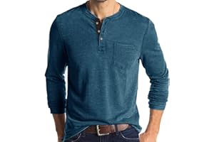 AUMELR Mens Long Sleeve T Shirt Cotton Henley Shirts Casual Fashion T Shirts