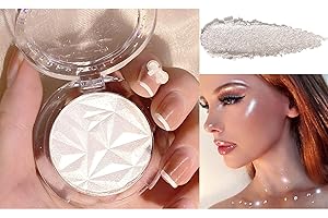 LYNTYAOU Highlighter Powder Makeup Palette, Diamond Shine Highlighter, Face Highlighter Palette, Long Lasting Lightweight Shimmer Colors for Highlighting and Contouring (Pearl White)